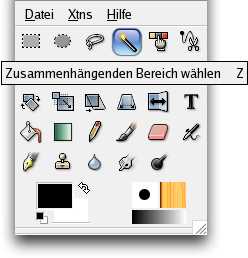 Der Zauberstab im Werkzeugfenster.